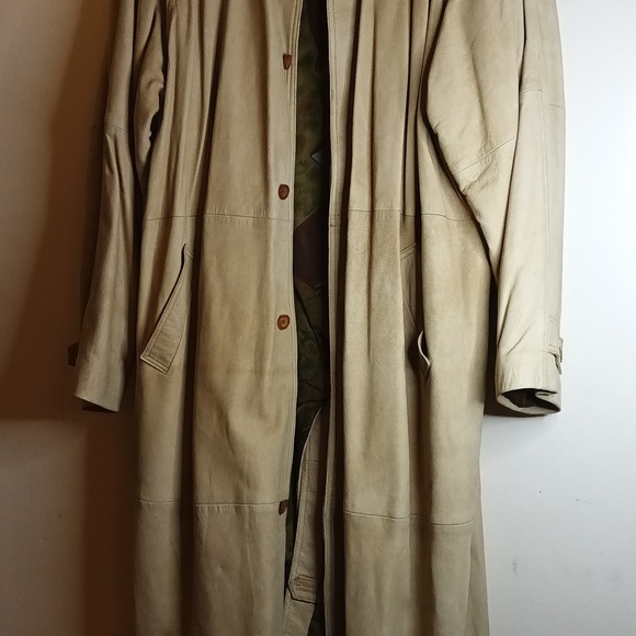Vintage Dark Tan Leather Men's Full Body Long Duster XL - Picture 2 of 16